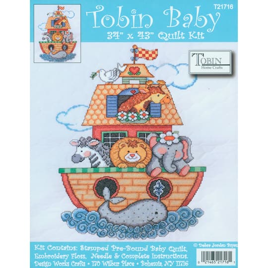 Tobin Baby Noah&#x27;s Ark Stamped Quilt Cross Stitch Kit
